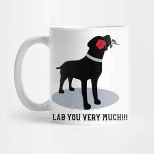 'Dog holding Red Rose ' Valentine's Day Black Labrador Mug